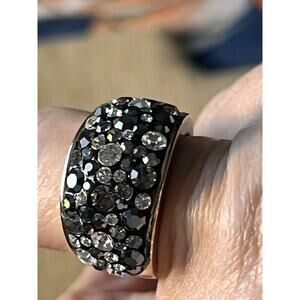 JMC Brass Rose Gold Rhinestone Bubble Ring White/Black Size 6.3/4